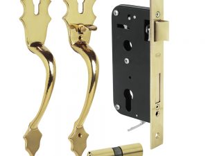 Conjunto Classic llave de puntos latón brillante Lock